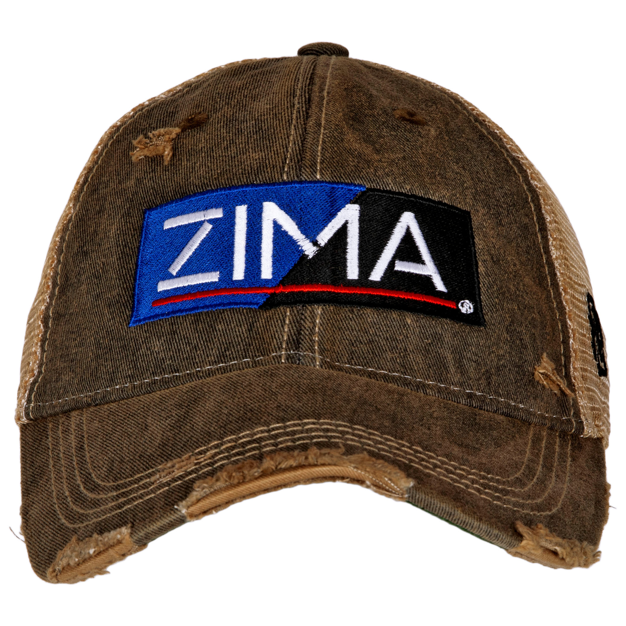 Zima Logo Retro Brand Mesh Black Trucker Hat